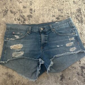 rag & bone Blue Distressed Jean Shorts